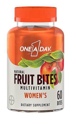 Bayer Fruit Bites, Multivitamines pour Femme, 60 bouchées de Fruits Naturels